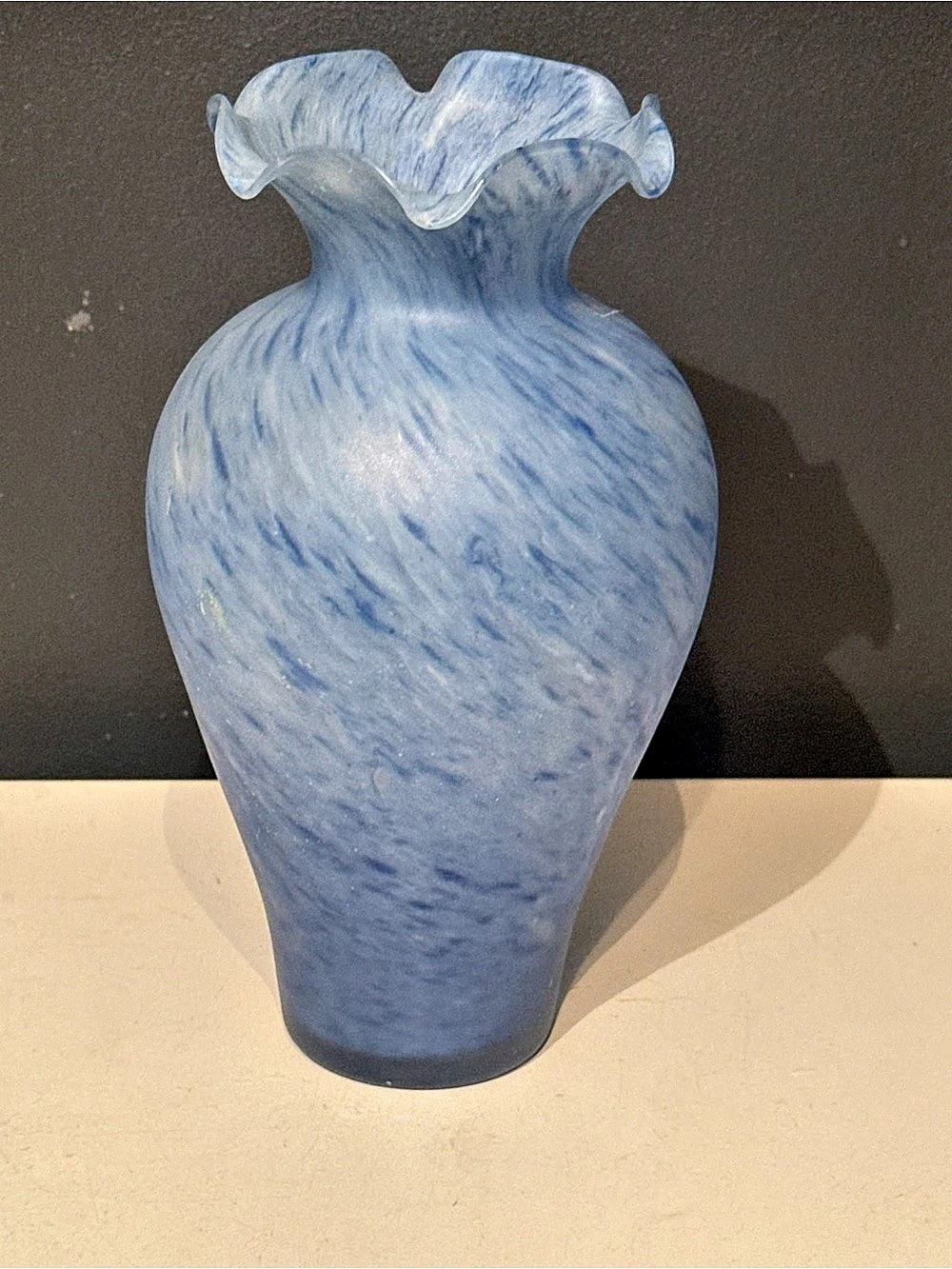 Murano Lavorazione Arte Vase Blue & White Art Glass Made in Italy